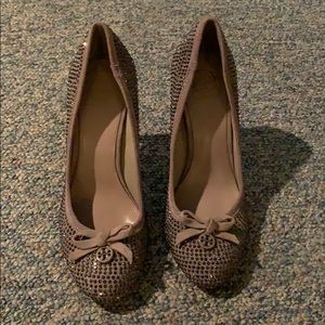 Vintage Tory Burch mauve suede and rhinestone pump